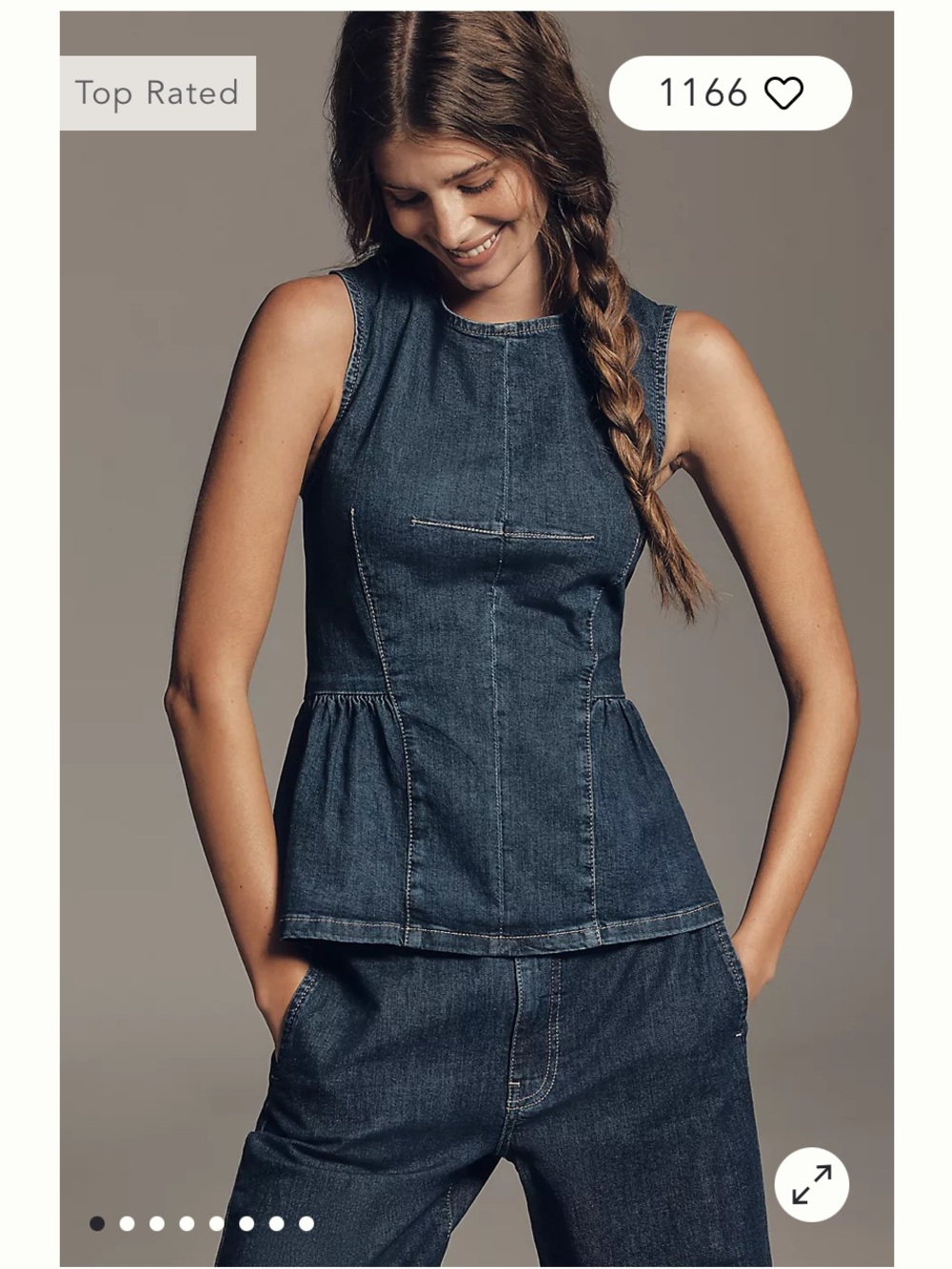 NWT Size LP - Maeve Denim Peplum Sleeveless Top 98% Cotton (US$ 128)